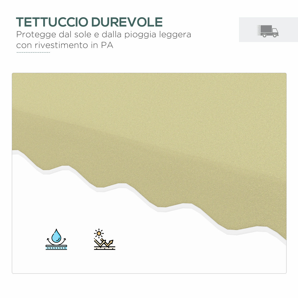 easycomfort easycomfort ombrellone decentrato 2 5x2 5 m con base a croce e apertura a manovella in metallo e poliestere beige