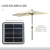 easycomfort easycomfort ombrellone semicircolare con manovella 20 luci led e pannello solare 265x135x240 cm beige