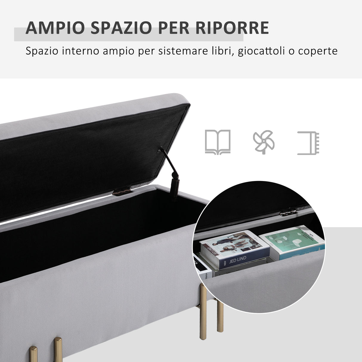 easycomfort easycomfort panca contenitore imbottita per soggiorno e camera da letto 100 x 40 x 42 cm grigio ean 8054144132105