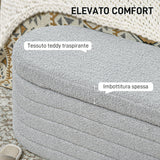 easycomfort easycomfort panca fondo letto in tessuto teddy con vano contenitore 116x41x40 5cm grigio chiaro