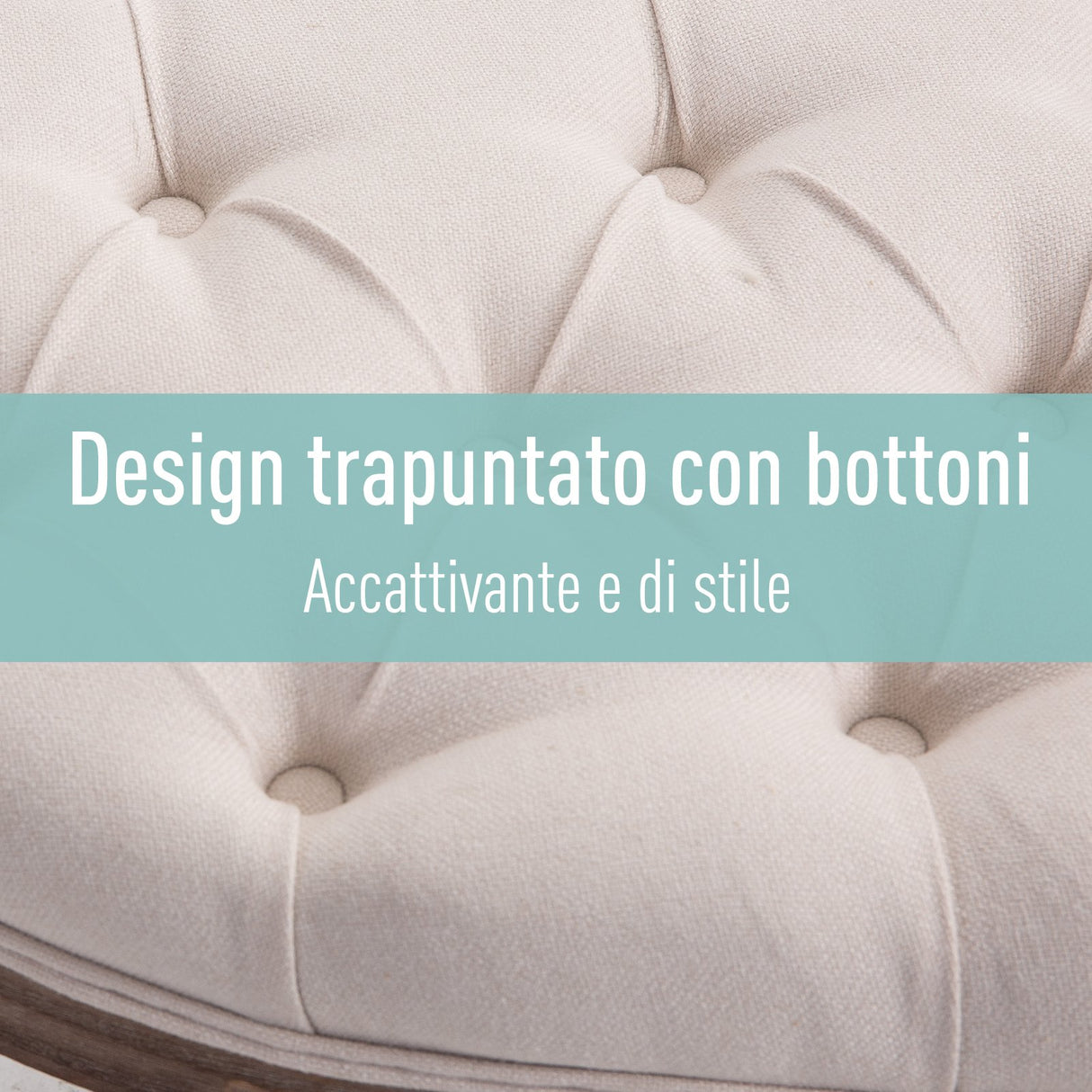 easycomfort easycomfort panca fondoletto semicircolare con struttura in legno e imbottitura in stile chesterfield beige 1405x51x48cm ean 8054144138909