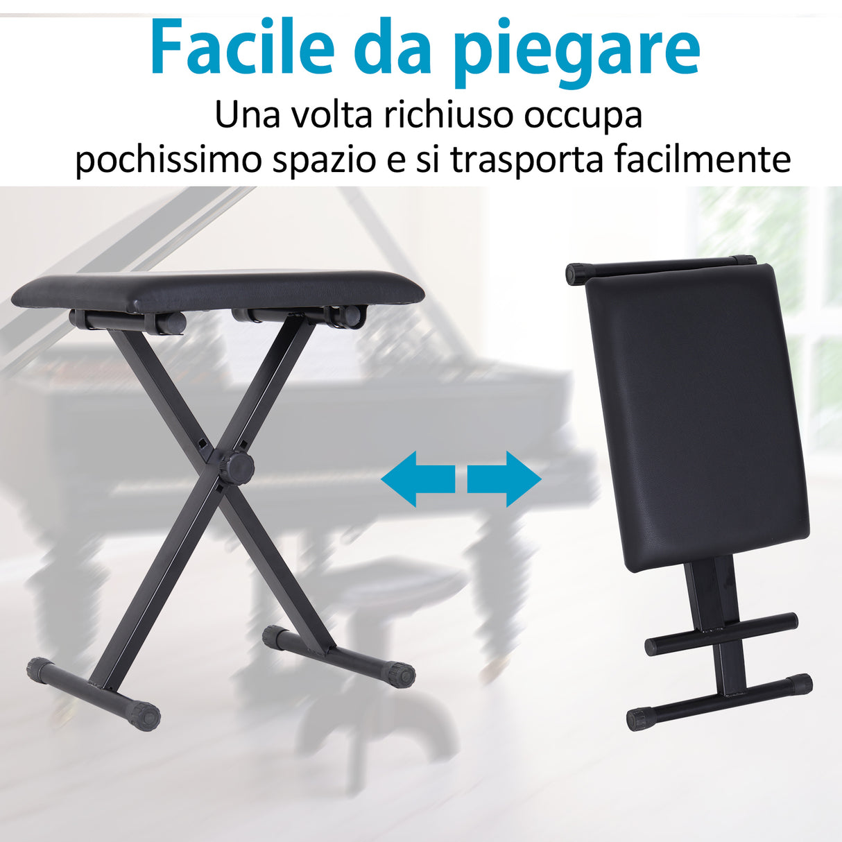 easycomfort easycomfort panca per pianoforte imbottita altezza regolabile pieghevole antiscivolo nero 39x29x47cm ean 8054111840583