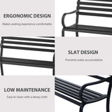 easycomfort easycomfort panchina da esterno in metallo impermeabile nero panca da giardino a due posti 127 x 62 x 82cm max 240kg