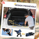 easycomfort easycomfort passeggino per cani con cesto cuscino e 2 guinzagli in acciaio e tessuto oxford 81x48x99 cm nero e blu scuro