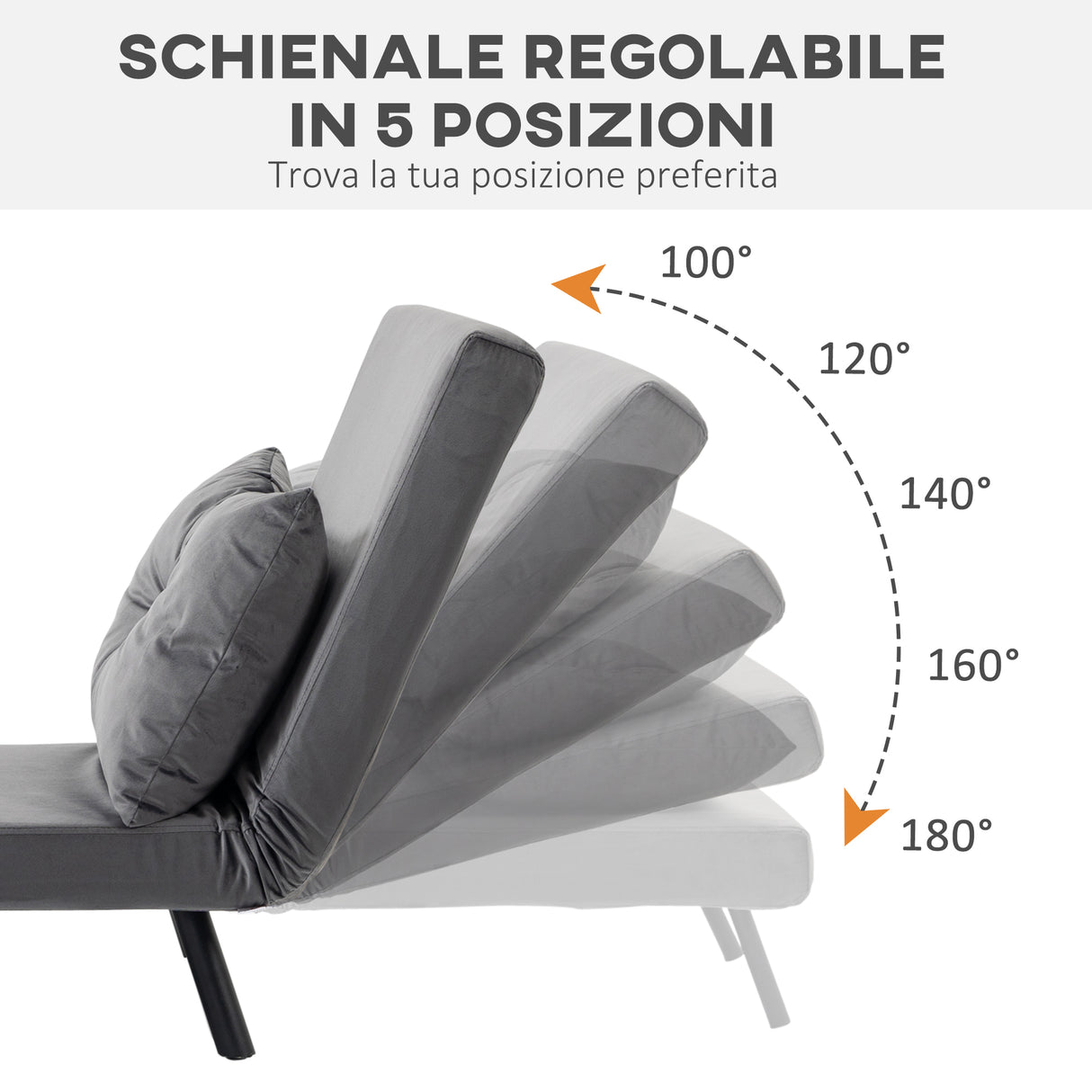 easycomfort easycomfort poltrona letto 3 in 1 con schienale reclinabile in 5 posizioni e cuscino 63x73x81 cm grigio scuro