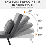 easycomfort easycomfort poltrona letto 3 in 1 con schienale reclinabile in 5 posizioni e cuscino 63x73x81 cm grigio scuro