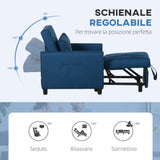 easycomfort easycomfort poltrona letto singola reclinabile su 3 livelli con cuscino e 2 tasche laterali 69x82x85cm blu