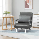 easycomfort easycomfort poltrona letto singolo 3 in 1 con schienale reclinabile su 5 livelli e cuscino divano letto singolo pieghevole per soggiorno e salotto in pelle scamosciata e metallo 65x69x80 cm grigio ean 8055776911588