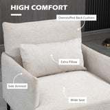 easycomfort easycomfort poltrona moderna darredo con cuscino extra in tessuto effetto lino e acciaio 73x81x82 cm bianco crema