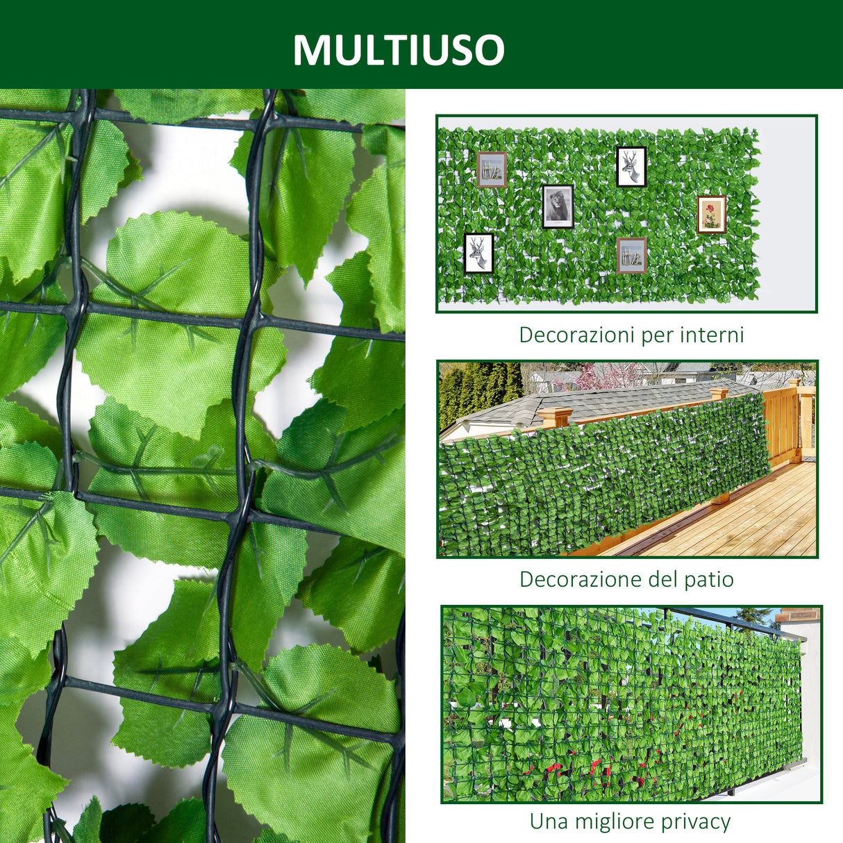 easycomfort easycomfort rotolo di siepe artificiale per balcone e giardino in pe verde 300x150cm
