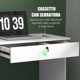 easycomfort easycomfort scrivania moderna con 5 cassetti e scomparto aperto con serratura e 2 chiavi 110x50x76cm bianco