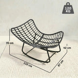 easycomfort easycomfort sedia a dondolo stile boho in rattan e metallo con cuscino morbido grigio scuro