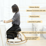 easycomfort easycomfort sedia ergonomica con inginocchiatoio in legno di betulla e cuscino 51x69x58cm nero