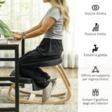 easycomfort easycomfort sedia inginocchiatoio con movimento a dondolo in tessuto effetto lino e legno di betulla 50x73x55 cm nero