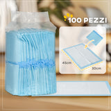 easycomfort easycomfort set 100 tappetini igienici per cani a 6 strati in tessuto non tessuto carta e pe 45x30 cm blu e bianco