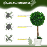 easycomfort easycomfort set 2 piante finte alberi di bosso da interno ed esterno con vaso 28x60cm