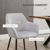 easycomfort easycomfort set 2 sedie per soggiorno nordiche con schienale e braccioli ricurvi e seduta imbottita 54x57x80 cm grigio