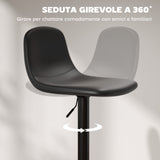 easycomfort easycomfort set 2 sgabelli da bar con schienale e poggiapiedi altezza regolabile pelle pu e imbottitura nero