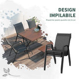 easycomfort easycomfort set 4 sedie da giardino impilabili con braccioli in rattan pe e acciaio grigio
