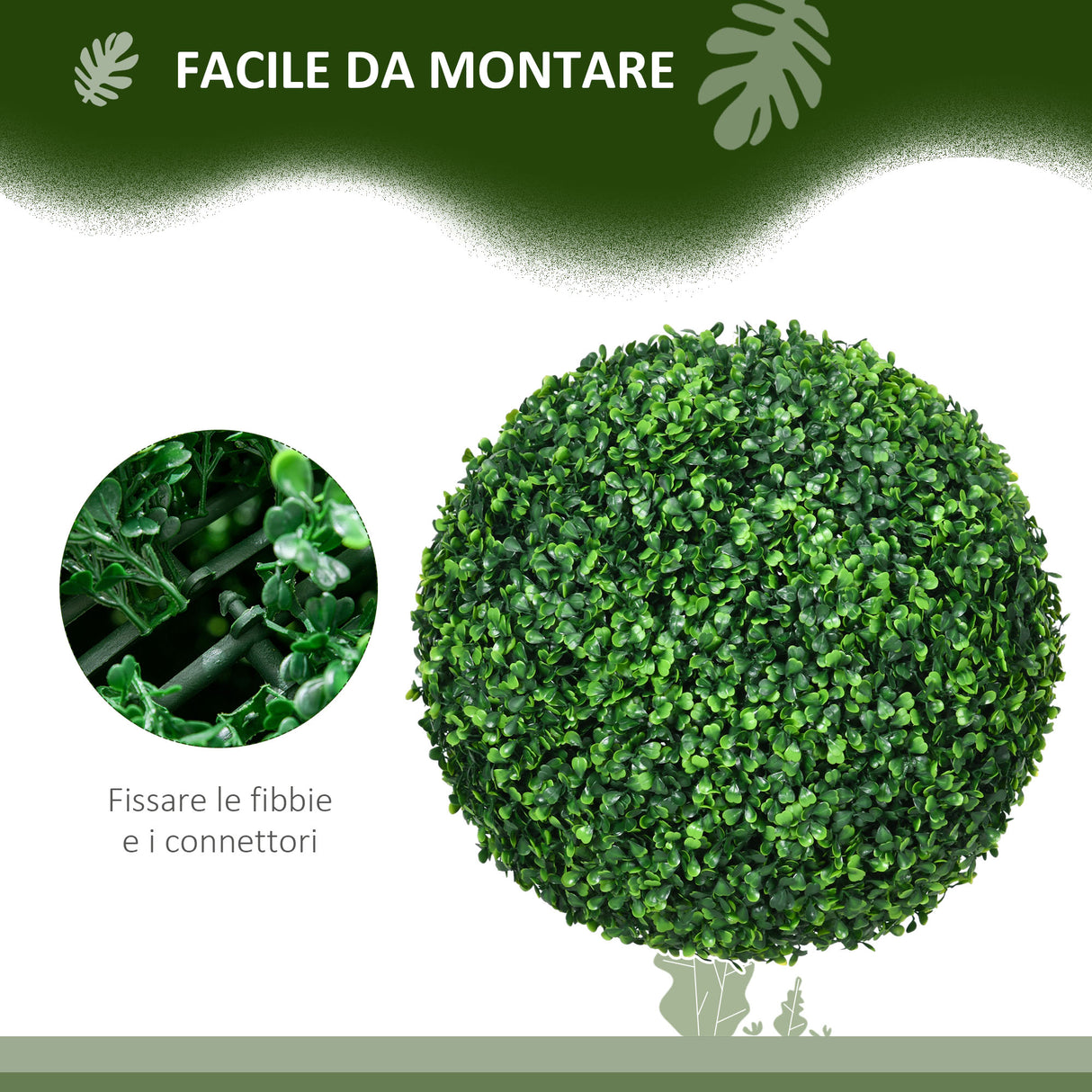 easycomfort easycomfort set di 2 piante finte sfera di bosso 40cm decorazione per interno ed esterno verde