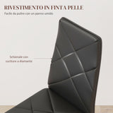 easycomfort easycomfort set di 2 sedie da pranzo moderne con schienale alto in finta pelle e acciaio 41x50x97 cm nero