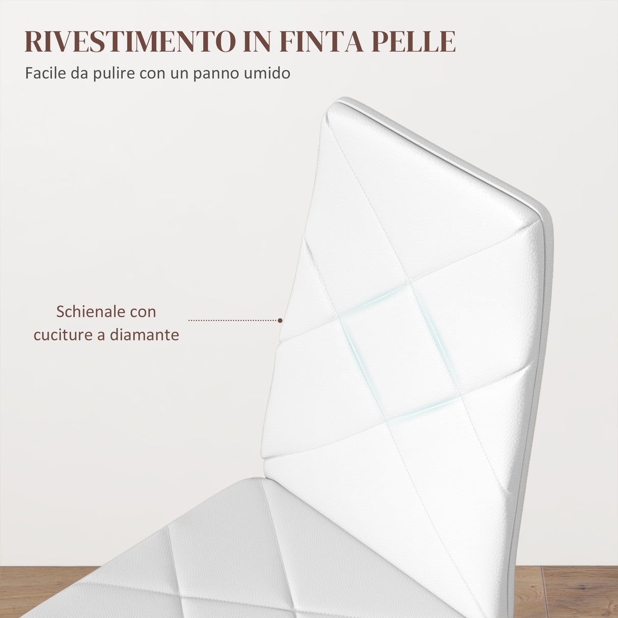 easycomfort easycomfort set di 6 sedie da pranzo moderne con schienale alto in finta pelle e acciaio 41x50x97 cm bianco