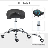easycomfort easycomfort sgabello da lavoro a sella con ruote e altezza regolabile per negozi parrucchiere e tattoo 52x53x49 61cm nero ean 8054144131412
