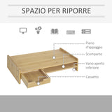 easycomfort easycomfort supporto monitor con spazio per mouse e tastiera e ripiano con cubo portaoggetti in bambu 49x25 5x11 5 cm
