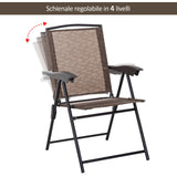 easycomfort easycomfort tavolino con 2 sedie set mobili 3pz pieghevole regolabile esterno textilene marrone