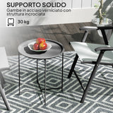 easycomfort easycomfort tavolino da giardino con vassoio rimovibile e gambe pieghevoli in acciaio 46x50 cm nero