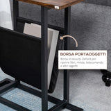 easycomfort easycomfort tavolino da salotto in truciolato e acciaio con borsa portaoggetti in tessuto oxford 49x19x55 cm marrone e nero