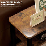 easycomfort easycomfort tavolino da soggiorno in stile industriale con 2 ripiani in legno e metallo 46x18x58 5 cm marrone