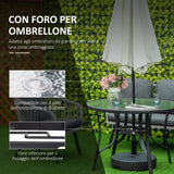 easycomfort easycomfort tavolo da giardino rotondo con foro per ombrellone in acciaio e vetro 106 5x71cm nero