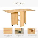 easycomfort easycomfort tavolo da pranzo pieghevole tavolo a ribalta per 4 6 persone tavolo da cucina salvaspazio moderno con 2 ripiani e 2 ruote in legno 140x80x74 cm color legno ean 8054111844710