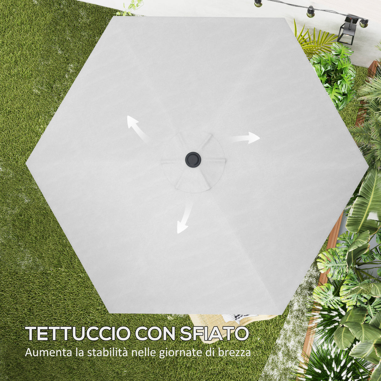 easycomfort easycomfort telo di ricambio per ombrellone 3 m con prese daria per telai in legno e acciaio crema