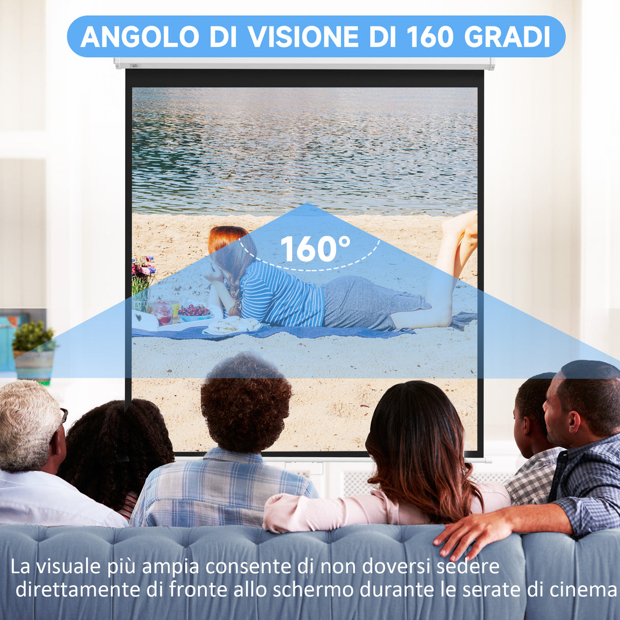 easycomfort easycomfort telo per proiettore 99 rapporto 11 fissaggio a muro e soffitto per casa e ufficio bianco