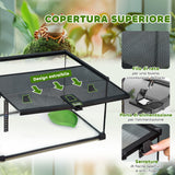 easycomfort easycomfort terrario per rettili rialzato con serratura e termometro in vetro e rete metallica 50x30x25 cm nero