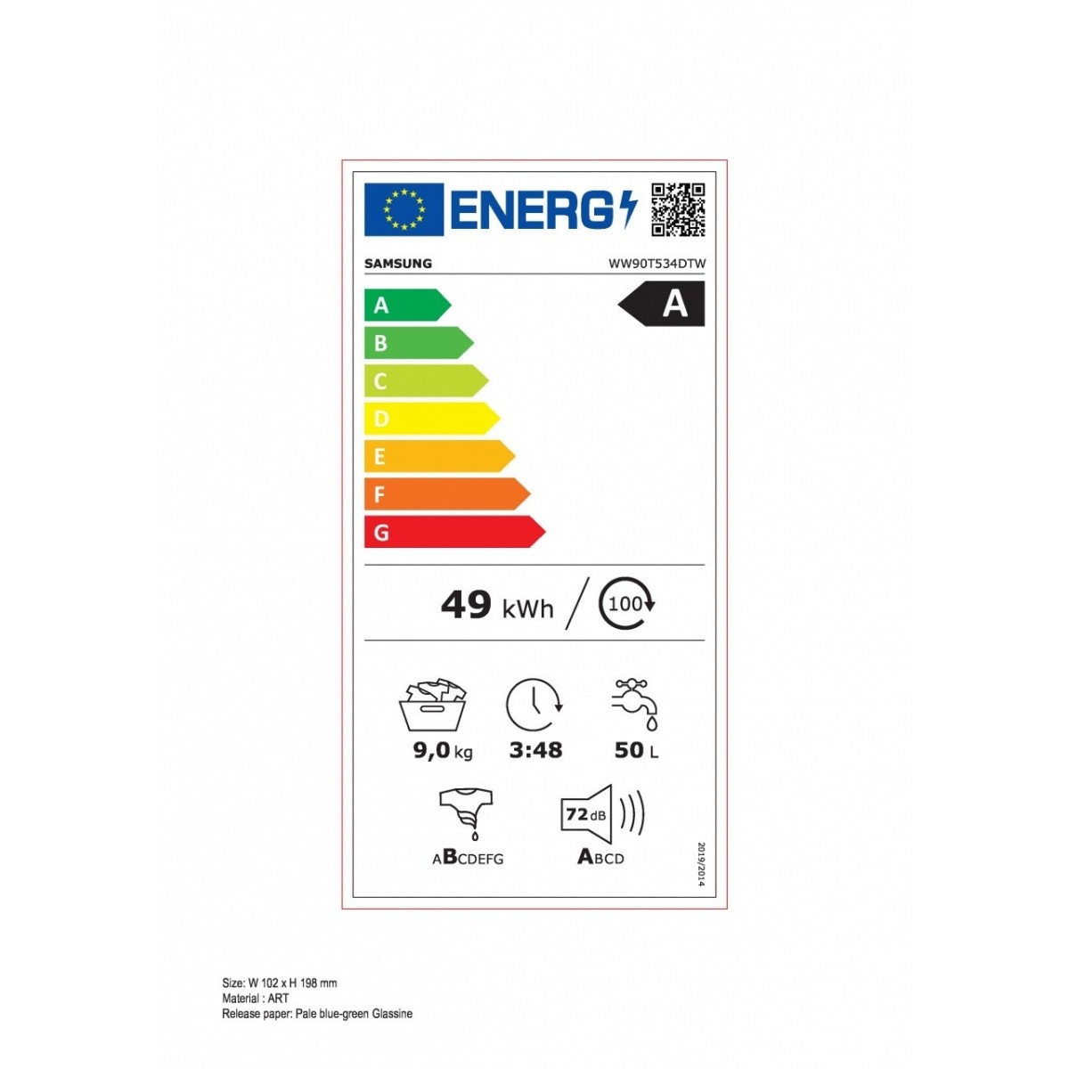 lavatrice a carica frontale 9 kg samsung ww90t534dtw ecodosatore stayclean classe b