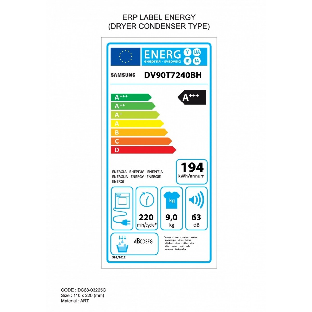 asciugatrice samsung dv90t7240bh 9 kg ai control quick dry a___