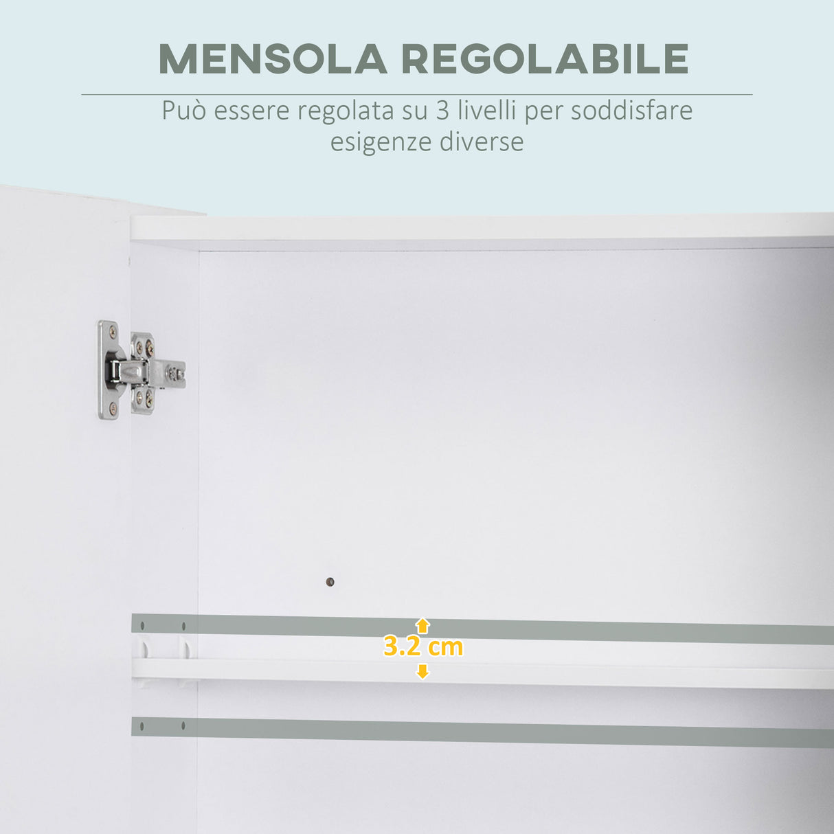 easycomfort easycomfort armadietto a specchio rettangolare montato a parete con credenze e ripiano regolabile in mdf e vetro 60x15x75cm bianco