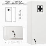 easycomfort easycomfort armadietto medicinali a muro con serratura 5 ripiani e mensole regolabili in legno e vetro bianco 30x20x70cm