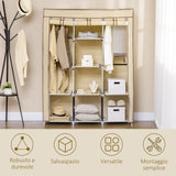 immagine-6-easycomfort-easycomfort-armadio-in-tessuto-con-8-ripiani-e-2-barre-con-porta-avvolgibile-125x46x162-5cm-beige