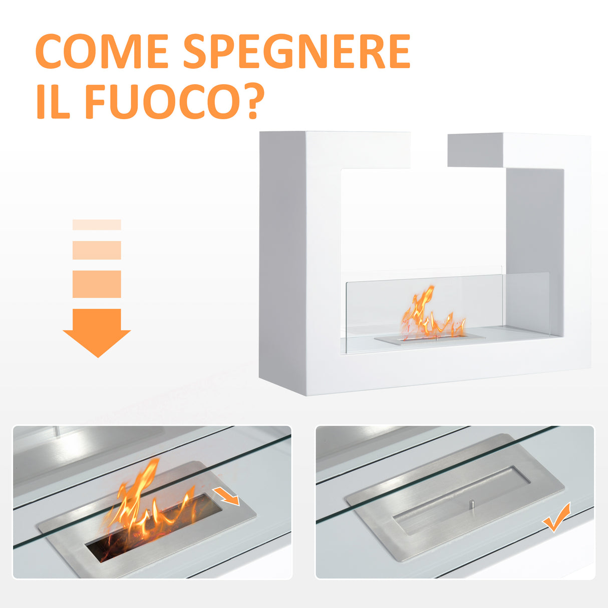 easycomfort easycomfort caminetto a bioetanolo da tavolo 2000w in acciaio inossidabile inodore con vetro 78 x 25 x 58 cm bianco ean 8055776916637