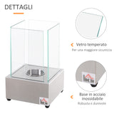 easycomfort easycomfort camino a bioetanolo da tavolo con bruciatore da 0 4l biocamino in acciaio e vetro per interni ed esterni 20x20x33cm argento