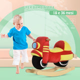 easycomfort easycomfort cavallo a dondolo per bambini 18 36 mesi a forma di moto cavallo per bambini cavalcabile in legno e peluche suoni realistici max 40kg rosso e giallo