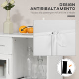easycomfort easycomfort credenza moderna con armadietti e cassetto in legno e vetro 60x40x95cm bianco