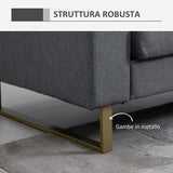 easycomfort easycomfort divano a 3 posti relax salotto con cuscini 200 82 78cm tessuto di lino grigio