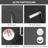 easycomfort easycomfort divano letto 2 posti in similpelle e acciaio con seduta regolabile in 5 posizioni 105x80x78 cm grigio