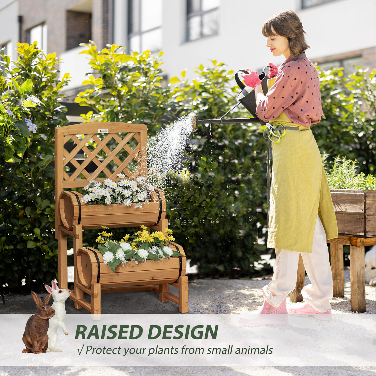 easycomfort easycomfort fioriera da esterno a mezza botte in legno dabete con design verticale rialzato 45x45x80 cm