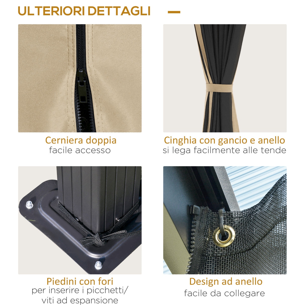 easycomfort easycomfort gazebo da giardino in acciaio alluminio e poliestere con tetto in policarbonato e zanzariere 2 94x3 60x2 67 m